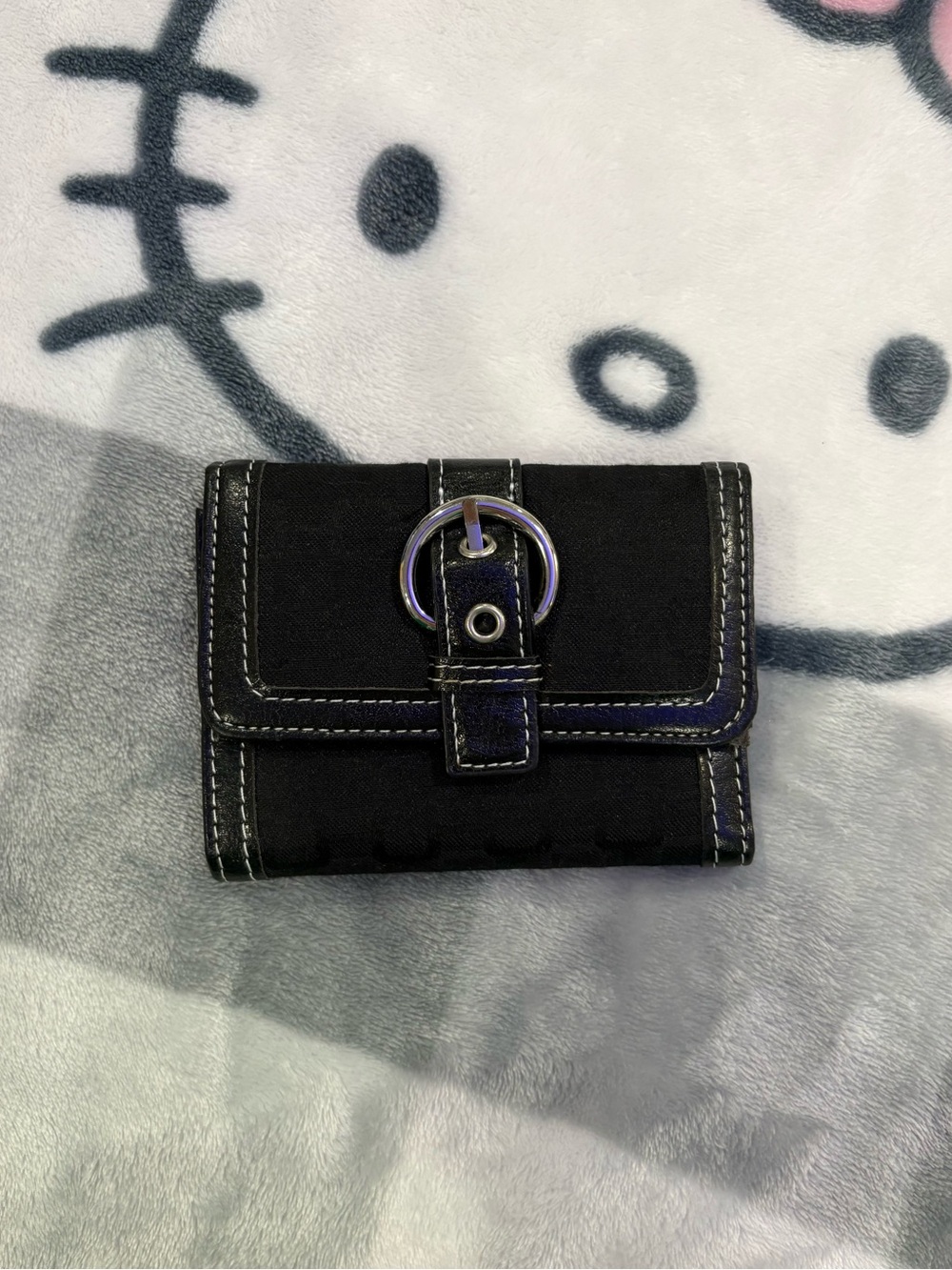 Y2K Black Buckle Trifold Wallet